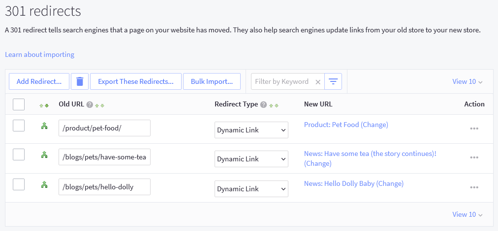BigCommerce 301 Redirects