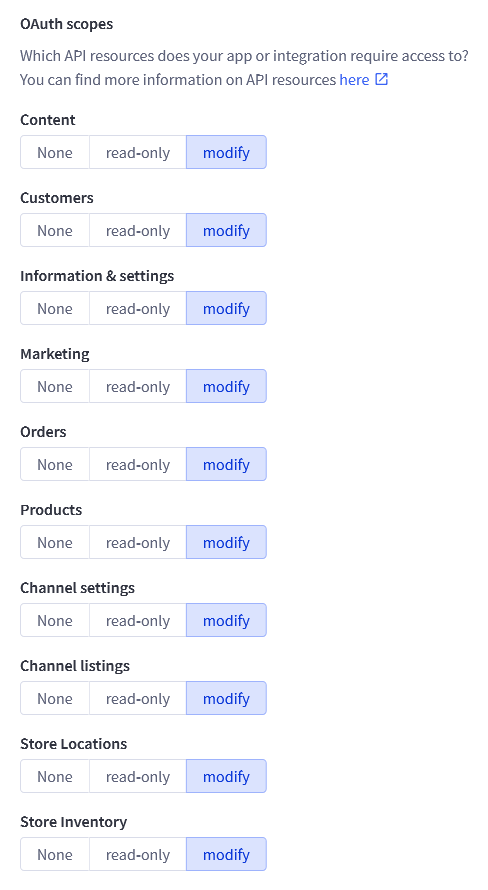BigCommerce API Scopes