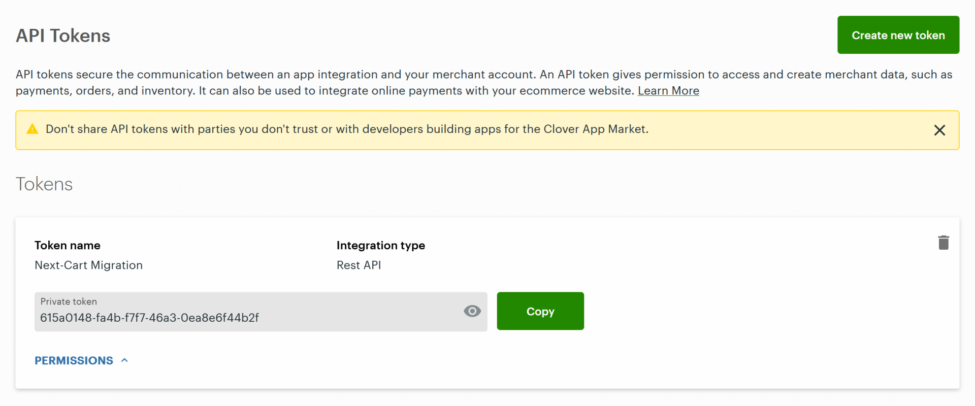 Clover API Token
