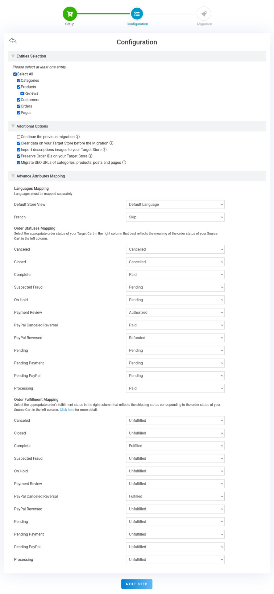 Magento to Shopify Migration - Config