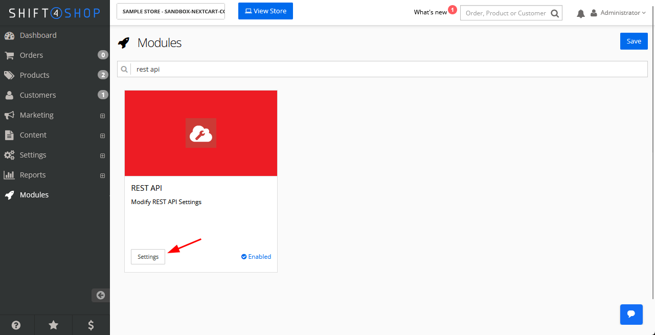 Shift4Shop REST API module