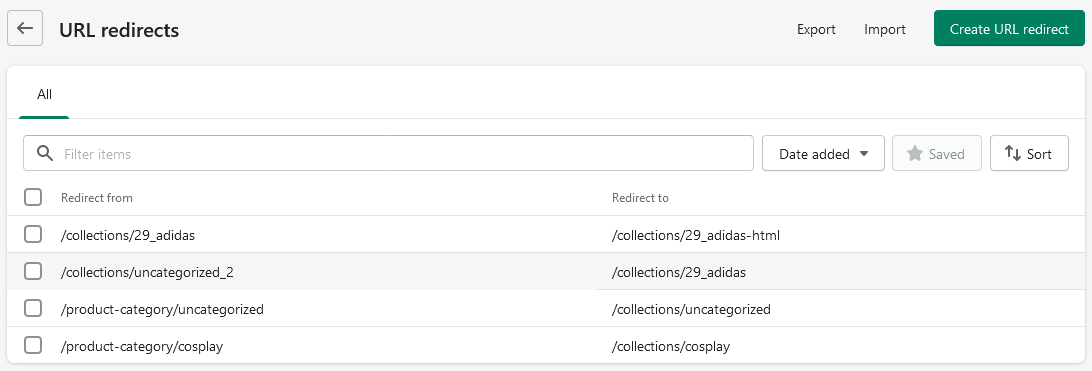 Shopify Redirects