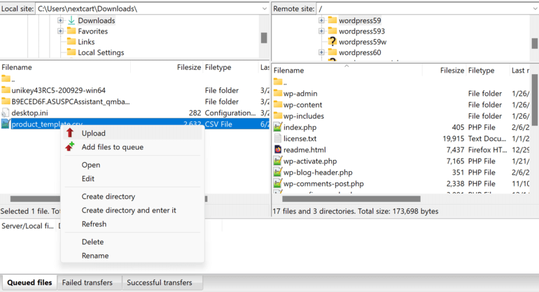 Upload files to WordPress