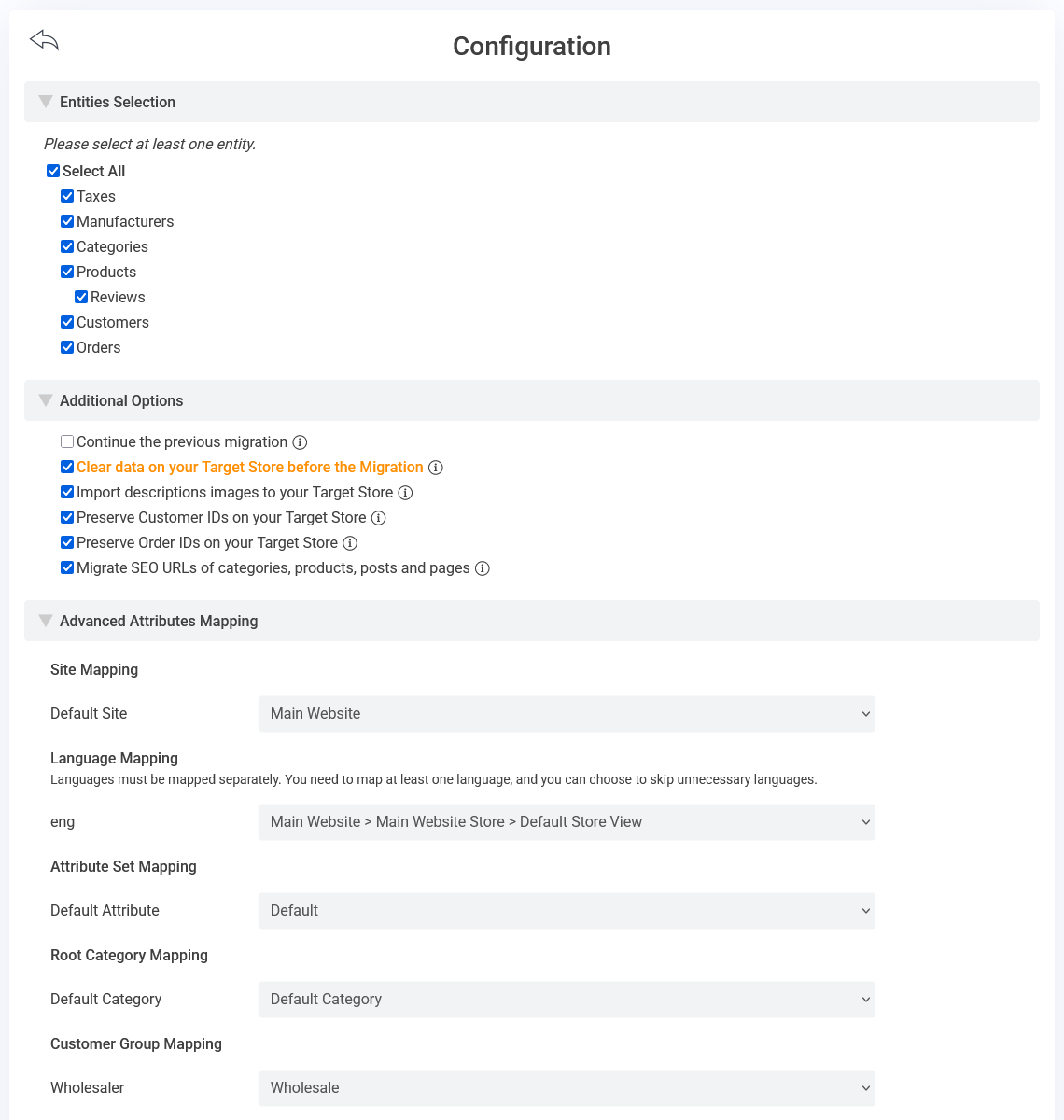 X-Cart to Magento - Configuration