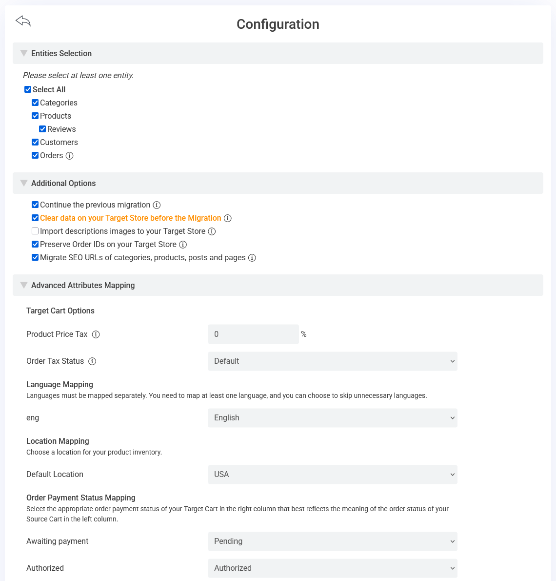 X-Cart to Shopify - Configuration