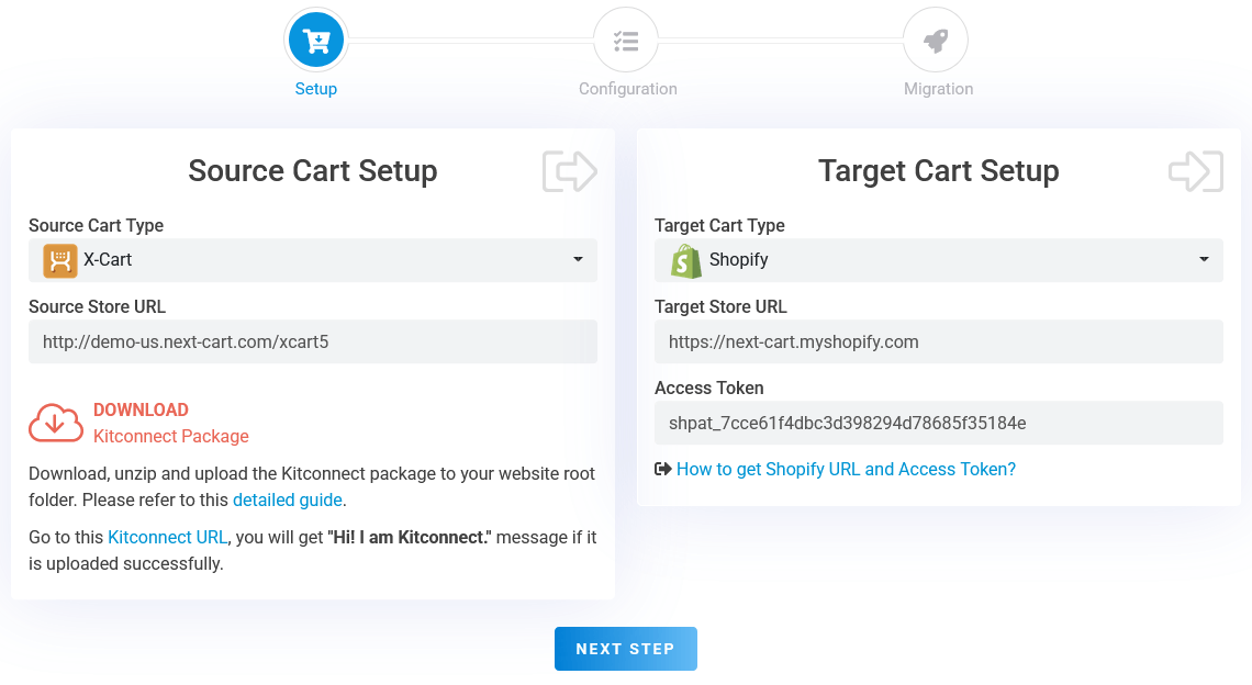 X-Cart to Shopify - Setup Connection