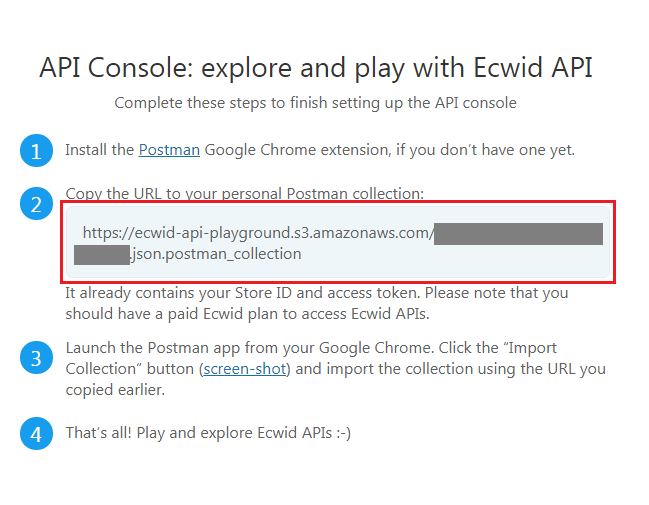 Ecwid Postman URL