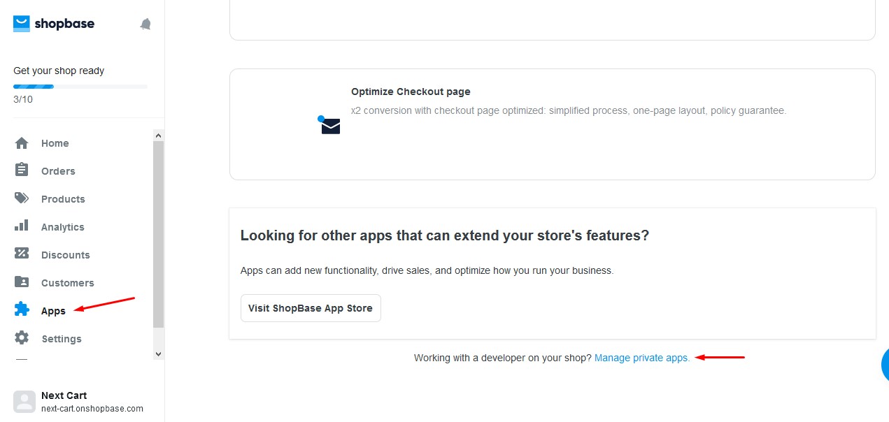 ShopBase - Manage private apps